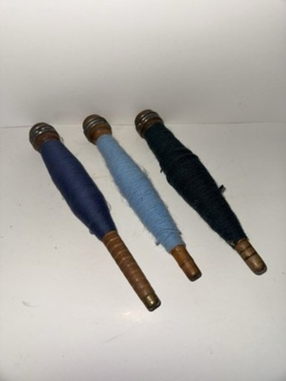 Antique Wooden Textile Bobbins Spindles Primitive Loom Tools Lot of 3